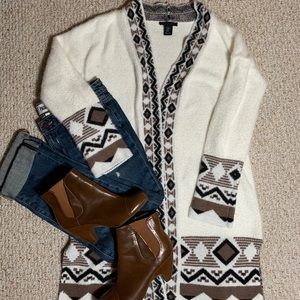 Rachel Zoe tribal print sweater duster